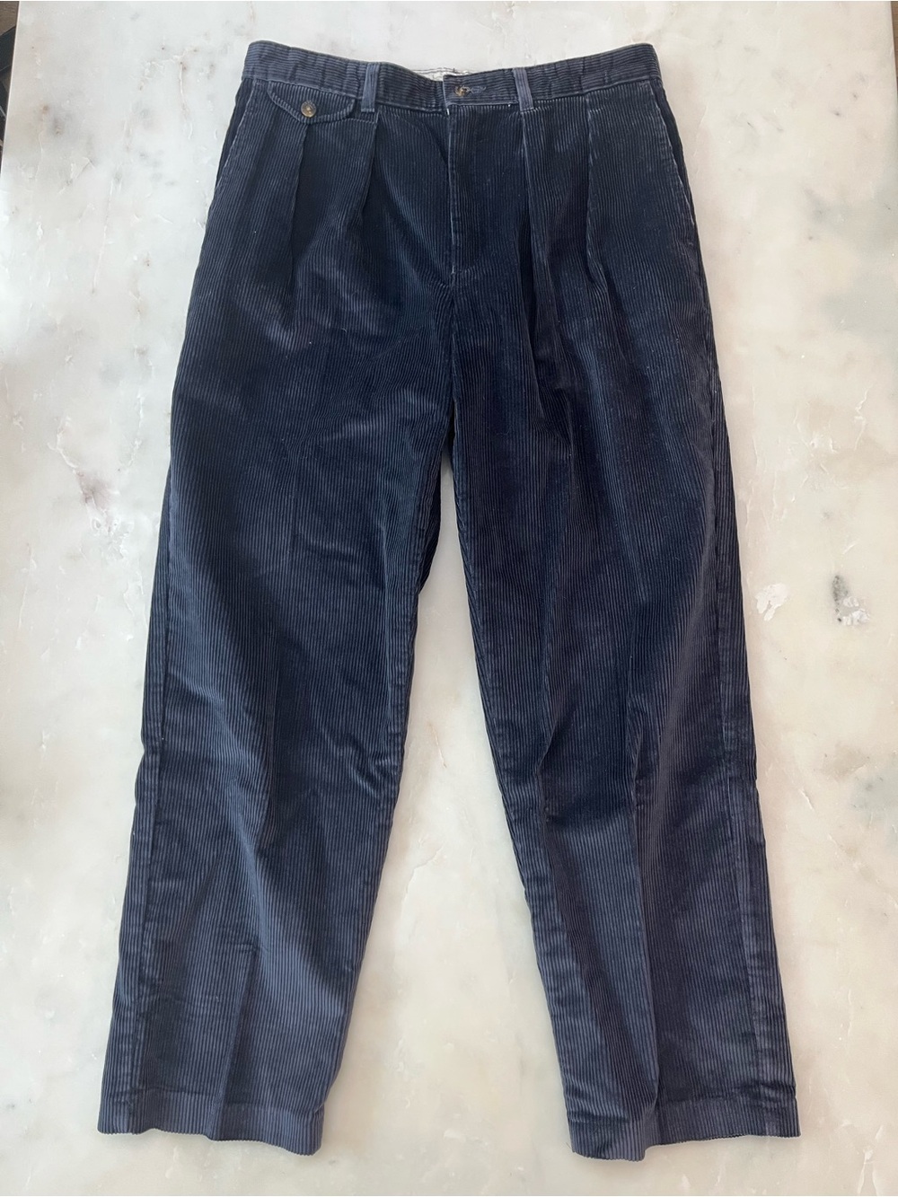Vintage Savane Process 2000 Corduroy Pleated Pants Dark Grey Navy Men's